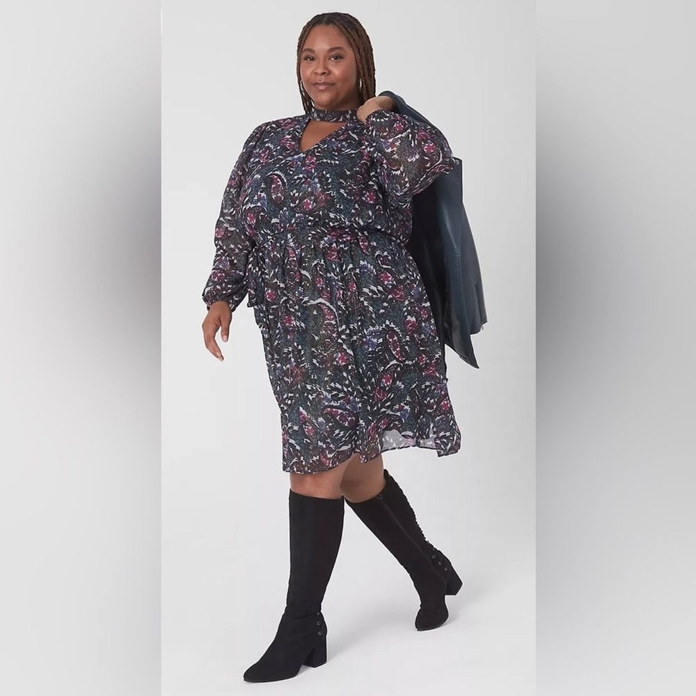 Lane Bryant Cutout‎ Mock-Neck Fit & Flare Dress Size 18